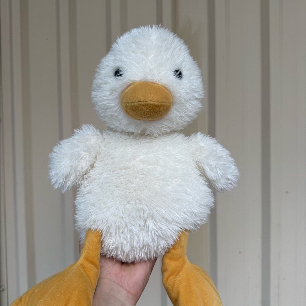 Plush White Duck Small Pet Toy with Yellow Beak and Legs